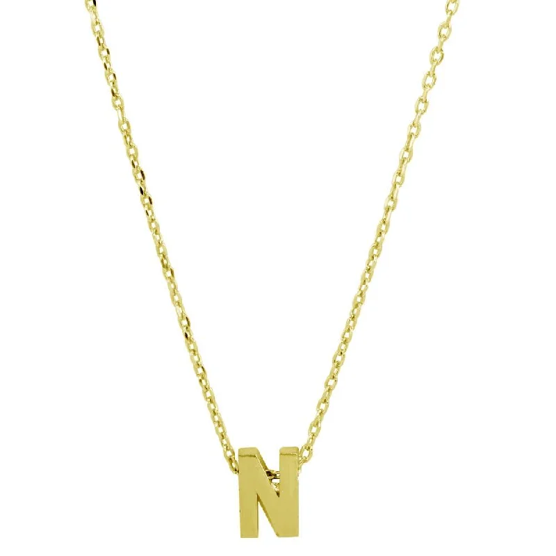 Best necklaces and pendants with oval pendants for a classic, elegant shape-Gold Plated 925 Sterling Silver Small Initial N Necklace - JCP00001GP-N