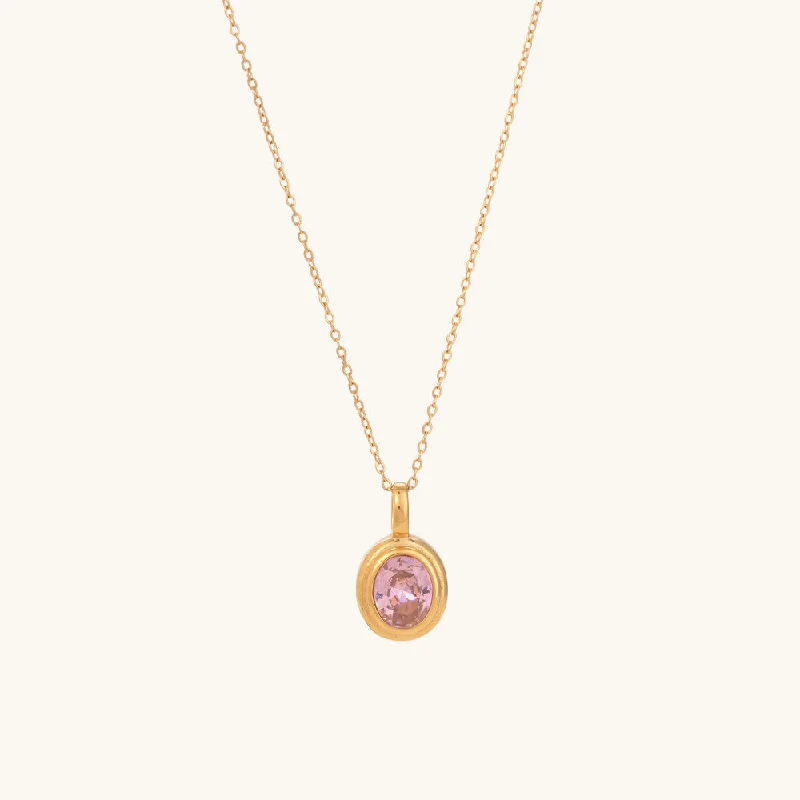 Beautiful necklaces and pendants with moonstone for an ethereal, mystical appearance-Pink Emerald Oval Pendant Necklace