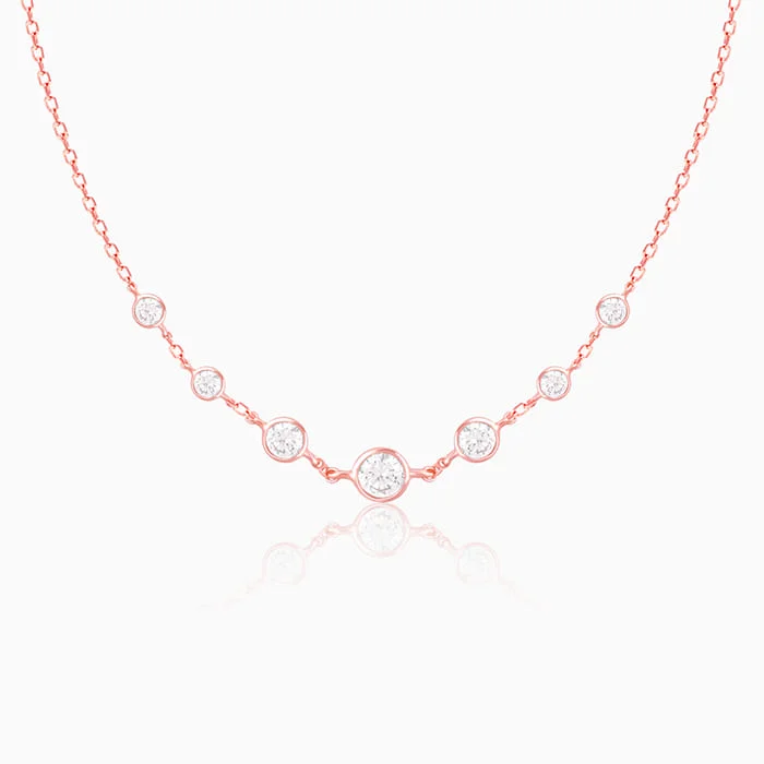 Unique necklaces and pendants with tree of life motifs for nature-inspired elegance-Rose Gold Stoned Necklace