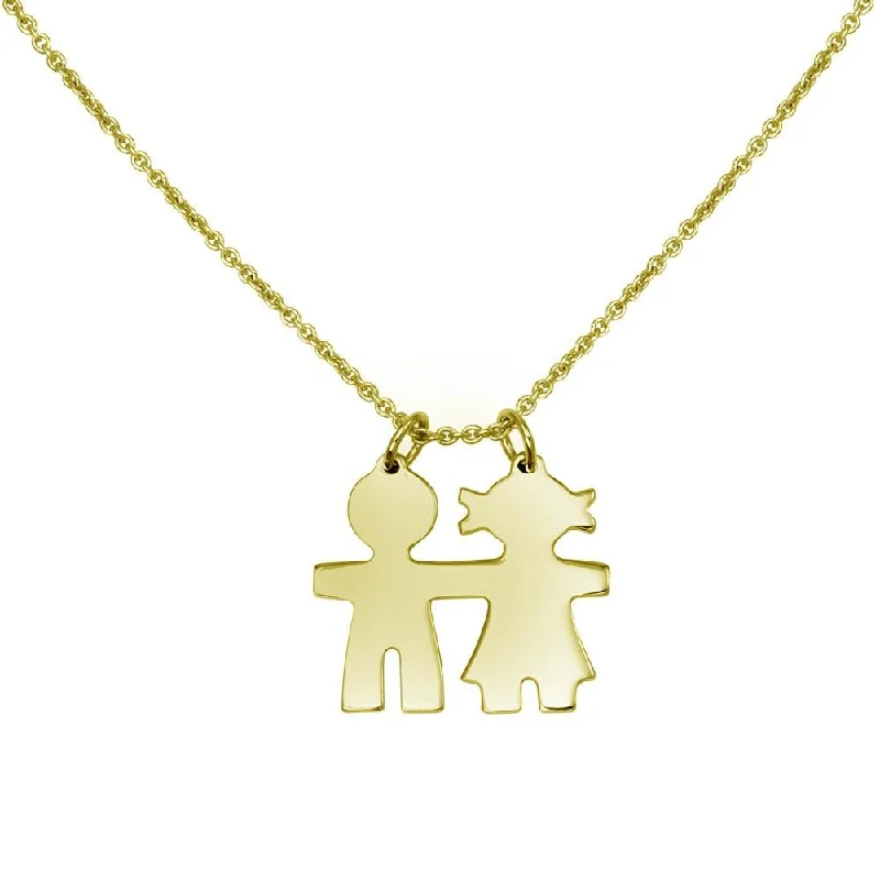 Necklaces and pendants with enamel accents for a colorful, eye-catching appearance-Gold Plated 925 Sterling Silver Baby Boy and Girl Necklace - DIN00104GP