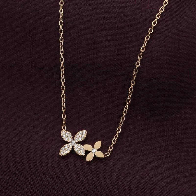 Unique necklaces and pendants with engraved messages for a sentimental gift-Shinning Four Petals Flower Necklace