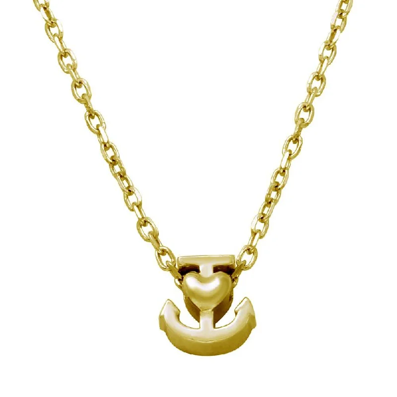 Best necklaces and pendants with layered designs for a chic, stacked look-Gold Plated 925 Sterling Silver Mini Anchor Pendant Necklace - JCP00005GP