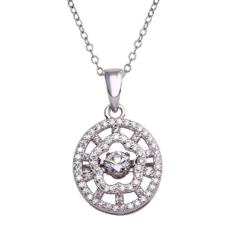 Unique necklaces and pendants with vintage-inspired designs for timeless appeal-Rhodium Plated 925 Sterling Silver CZ Cut Out Clover Design Dancing CZ Necklace - STP01689