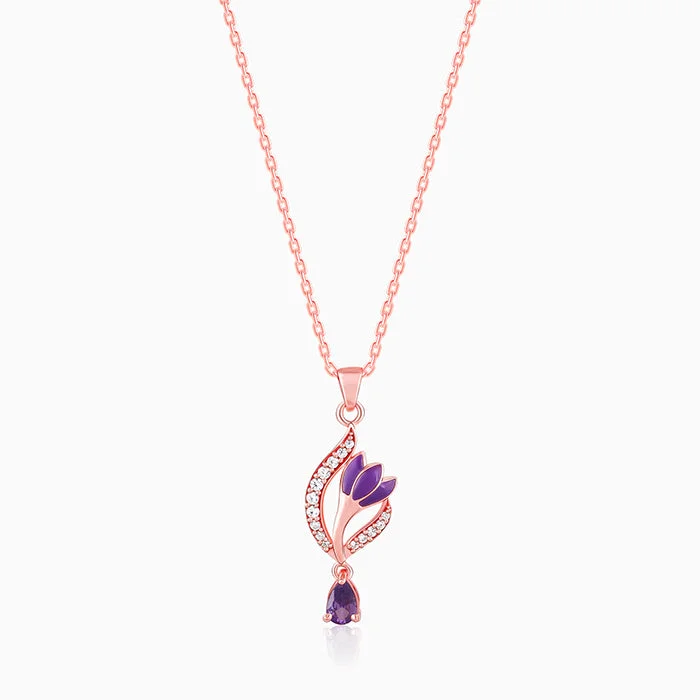 Stunning necklaces and pendants with ruby and diamond combinations for a luxurious effect-Rose Gold Flowing Crocus Pendant with Link Chain