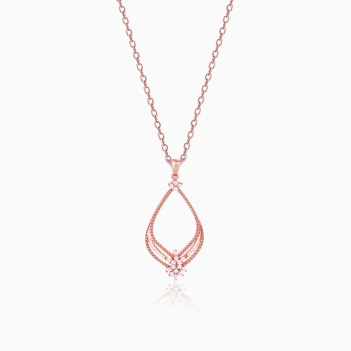 Personalized necklaces and pendants with coordinates for a meaningful location-based gift-Rose Gold Princess Pendant With Link Chain