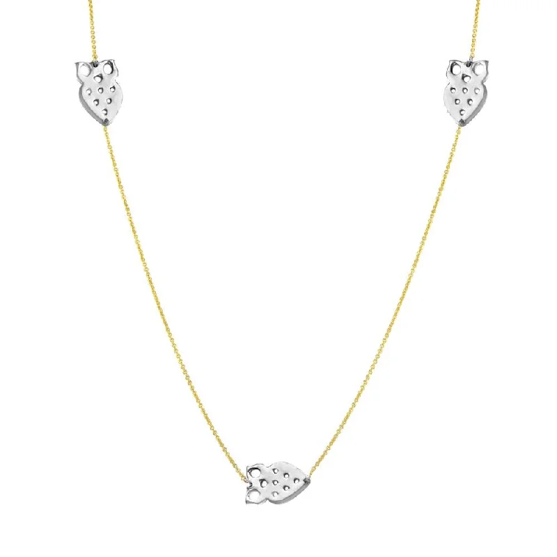 Elegant necklaces and pendants with diamond accents for added sparkle-Two-Tone 925 Sterling Silver Gold Plated 5 Owl 34 Inches Necklace - DIN00022GP