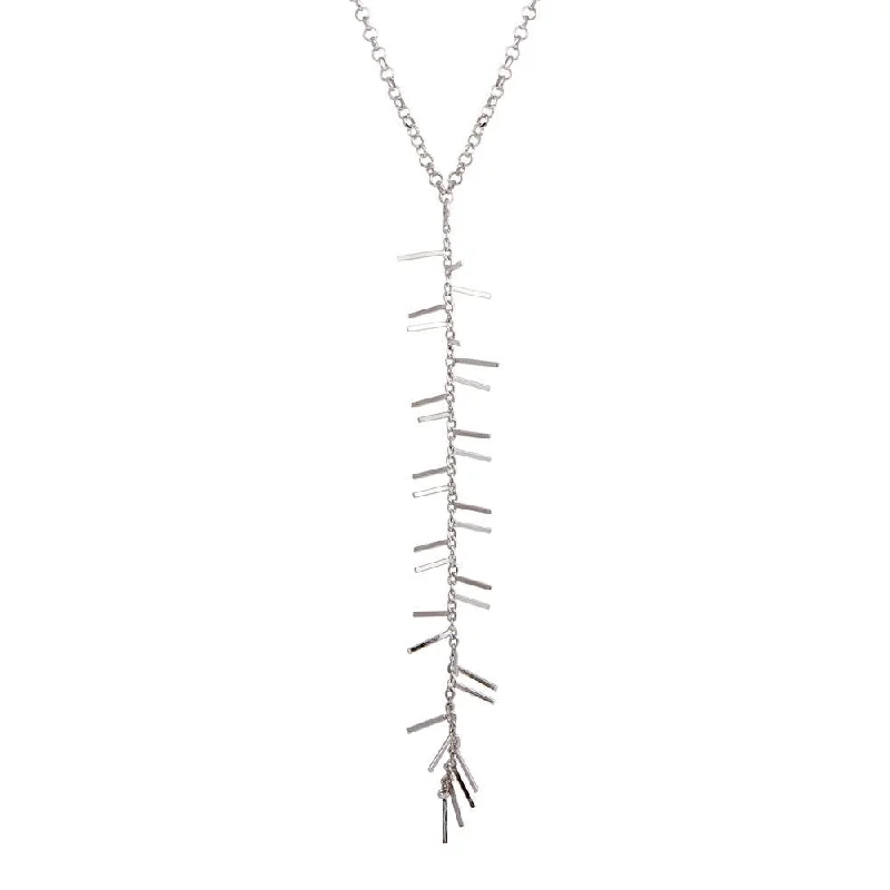 Beautiful necklaces and pendants with butterfly motifs for a whimsical style-Rhodium Plated 925 Sterling Silver Spiky Drop Necklace - ECN00049RH