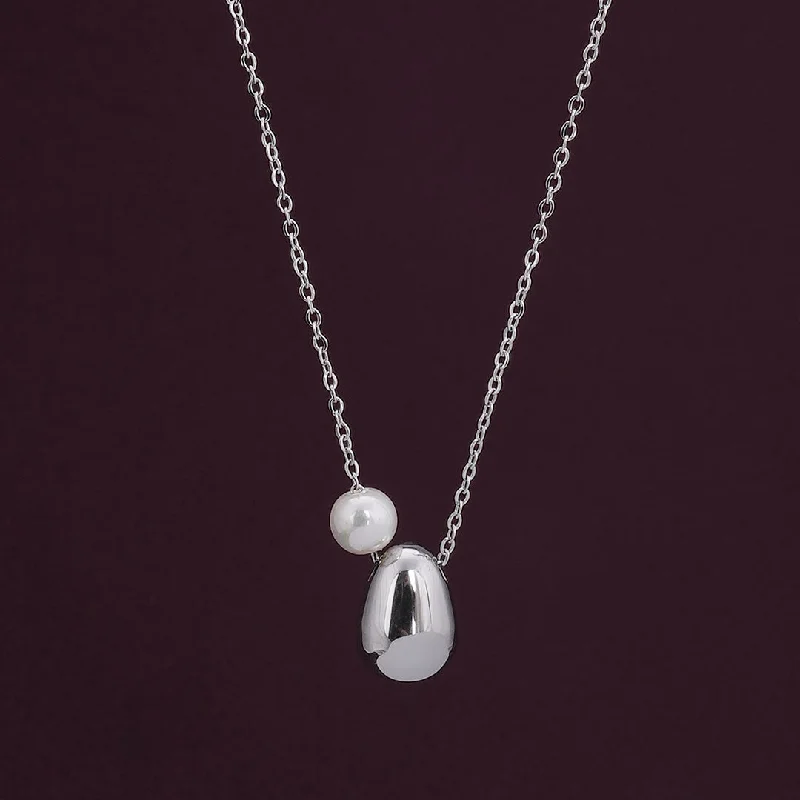 Personalized necklaces and pendants with coordinates for a meaningful location-based gift-Silver Bean Necklace with Pearl