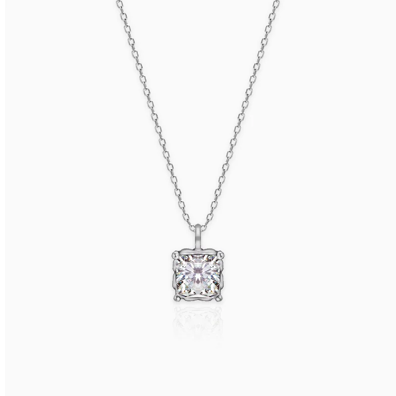 Best necklaces and pendants with minimalist pendants for a sleek, understated look-Silver Zircon Square Pendant with Link Chain