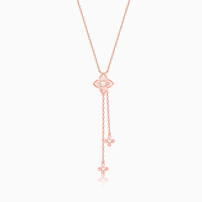 Necklaces and pendants with engraved messages for a deeply personal, sentimental gift-Rose Gold Artsy Floral Necklace