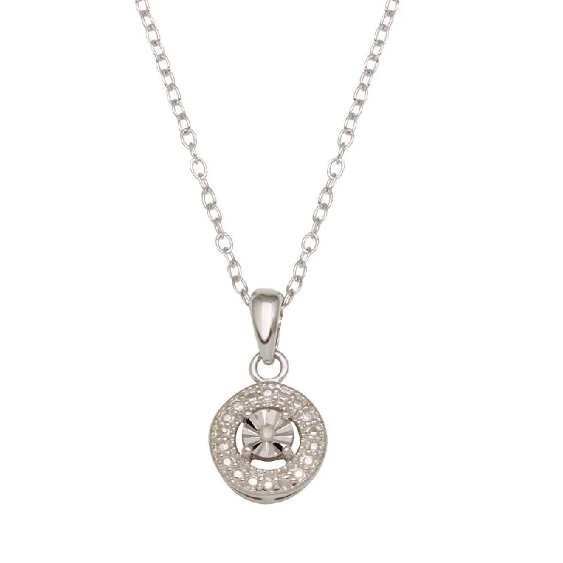 Unique necklaces and pendants with tree of life motifs for nature-inspired elegance-Rhodium Plated 925 Sterling Silver Round Necklace - STP01640