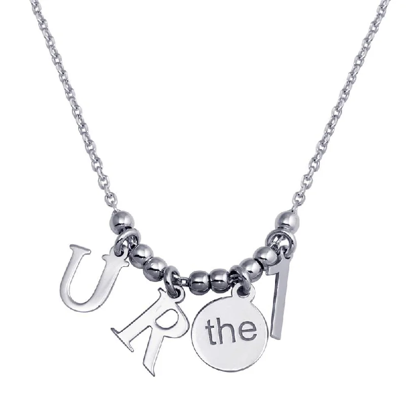 Stylish necklaces and pendants with diamonds for a glamorous and elegant look-Rhodium Plated 925 Sterling Silver "RU the  1 Charm Necklace - SOP00111