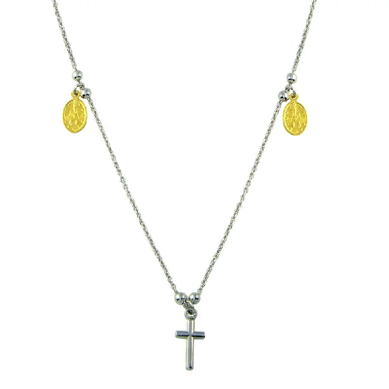 Necklaces and pendants with infinity love symbols for an eternal, romantic gesture-Two-Tone 925 Sterling Silver Cross and Charms Necklace - ARN00014GP