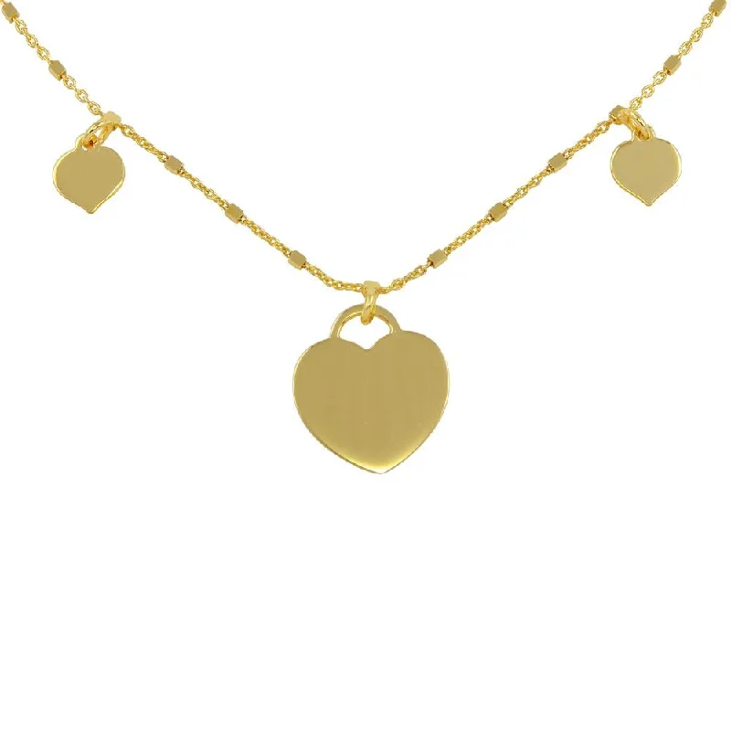 Necklaces and pendants with abstract shapes for a modern, creative appearance-Gold Plated 925 Sterling Silver Triple Heart Choker Necklace - ECN00037GP