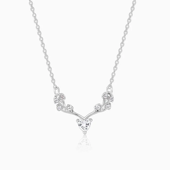 Beautiful necklaces and pendants with butterfly motifs for a whimsical style-Silver Deer Heart Zircon Necklace