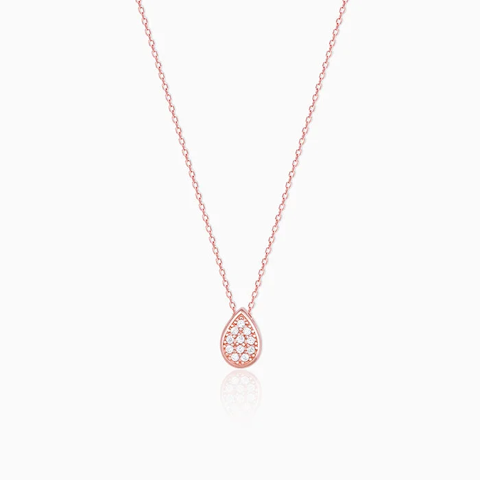 Best necklaces and pendants for weddings with matching designs for bride and groom-Rose Gold Studded Swayer Necklace