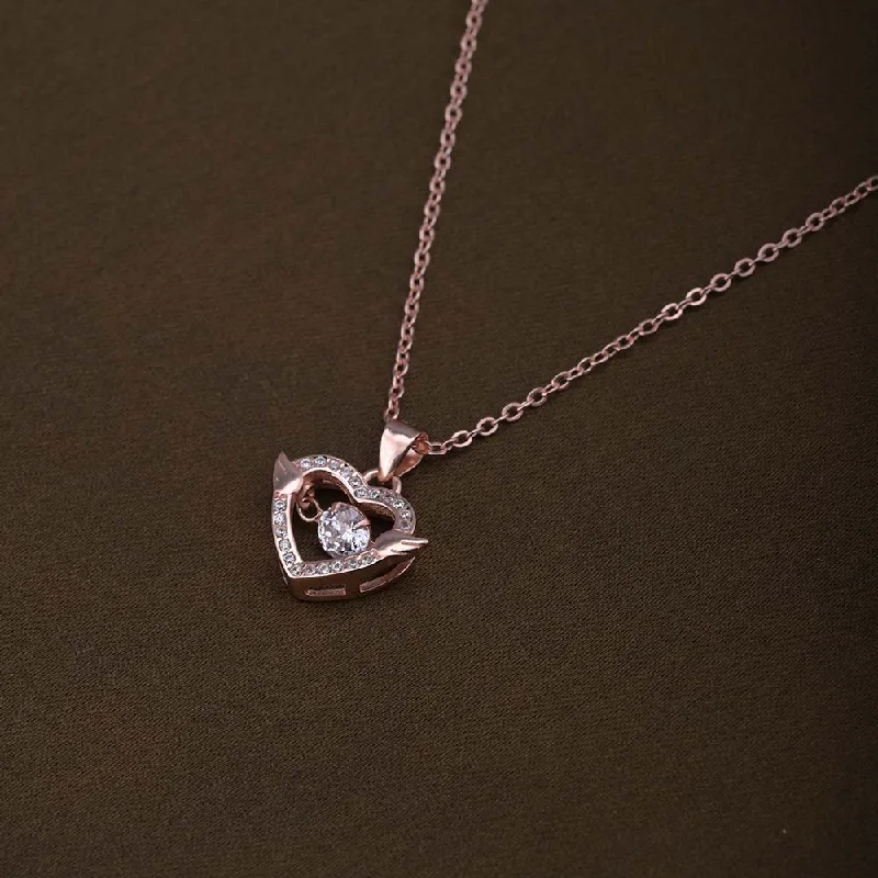 Elegant necklaces and pendants with infinity symbols for timeless designs-Solitaire Heart Necklace | Rose Gold