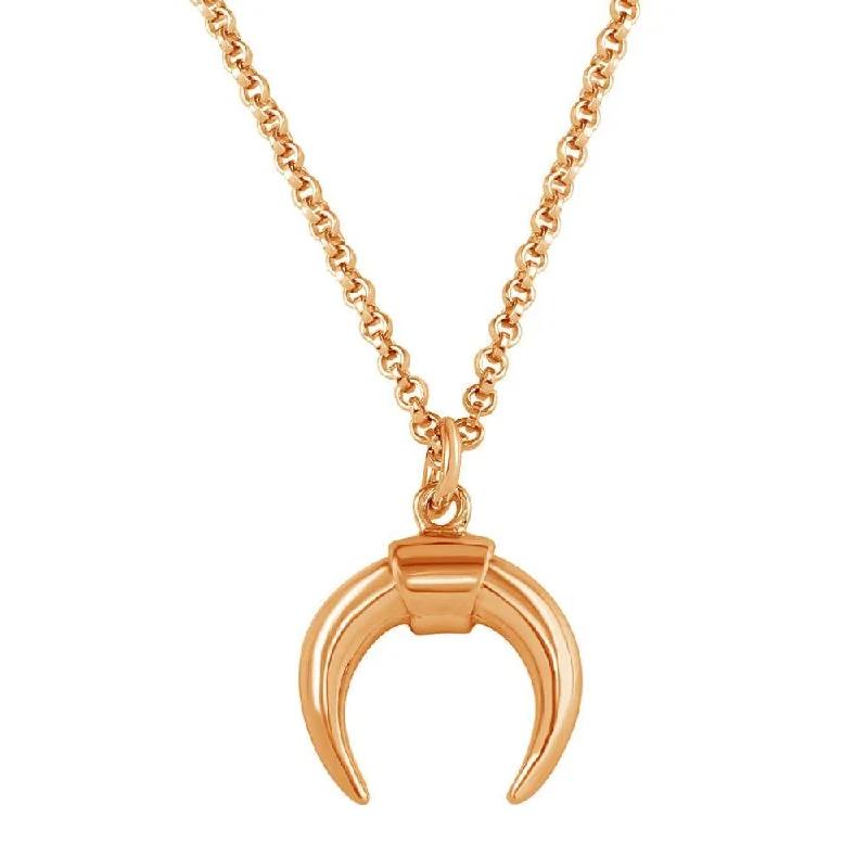 Unique necklaces and pendants with tree of life motifs for nature-inspired elegance-Rose Gold Plated 925 Sterling Silver Crescent Necklace - ARN00046RGP