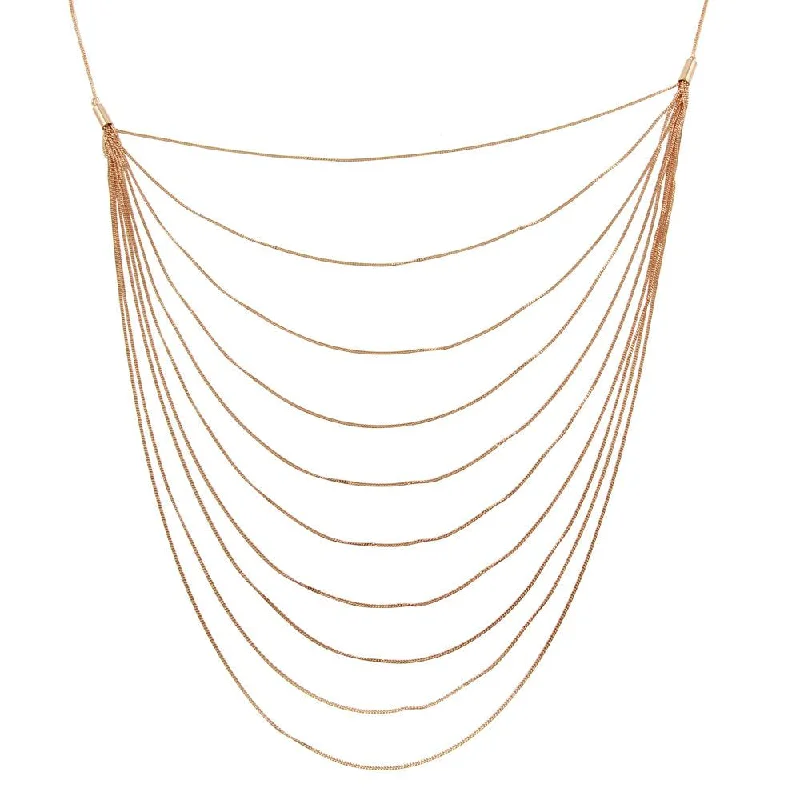 Best necklaces and pendants with black diamonds for an edgy, bold statement-Rose Gold Plated 925 Sterling Silver Multiple Chain Necklace - ECN00031RGP