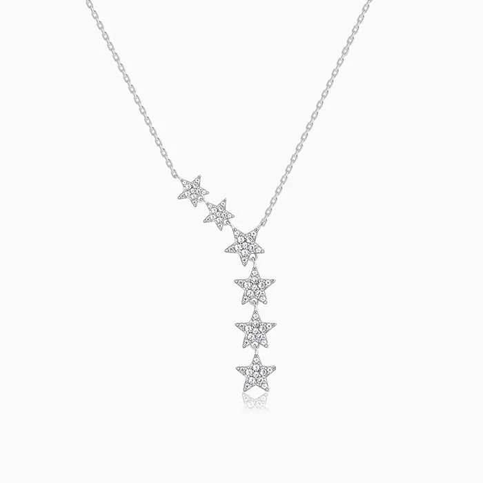 Simple necklaces and pendants with tiny charms for a delicate and casual vibe-Silver Starry Drop Necklace