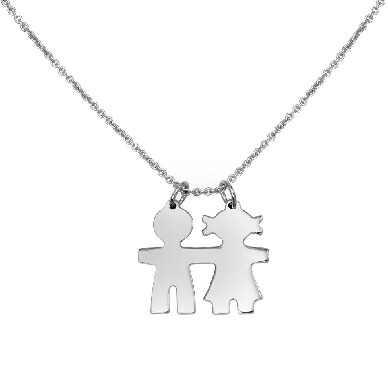 Best necklaces and pendants with silver chains for a sleek, timeless look-Rhodium Plated 925 Sterling Silver Baby Boy and Girl Necklace - DIN00104RH