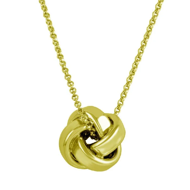 Personalized necklaces and pendants with coordinates for a meaningful location-based gift-Gold Plated 925 Sterling Silver Knot Pendant Necklace - ARN00043GP