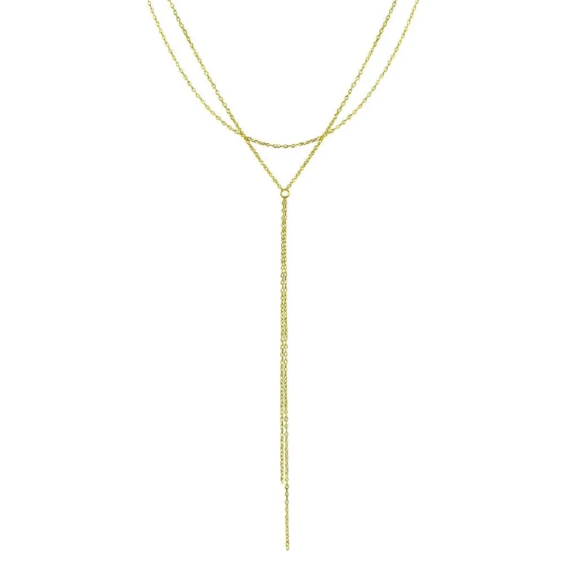 Unique necklaces and pendants with custom birthstone arrangements for personalization-Gold Plated 925 Sterling Silver Dangling Chain Necklace - STP01697GP