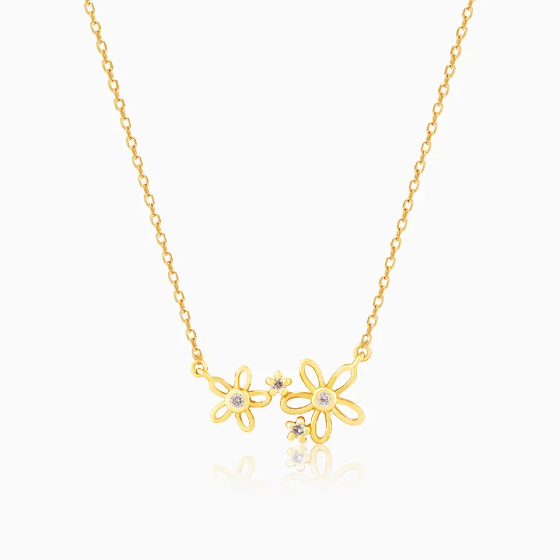 Personalized necklaces and pendants with initials for a customized and meaningful gift-Golden Shimmer Bloom Necklace