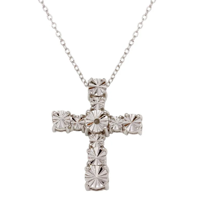 Best necklaces and pendants with intricate filigree for vintage-inspired elegance-Rhodium Plated 925 Sterling Silver Cross Necklace - STP01643