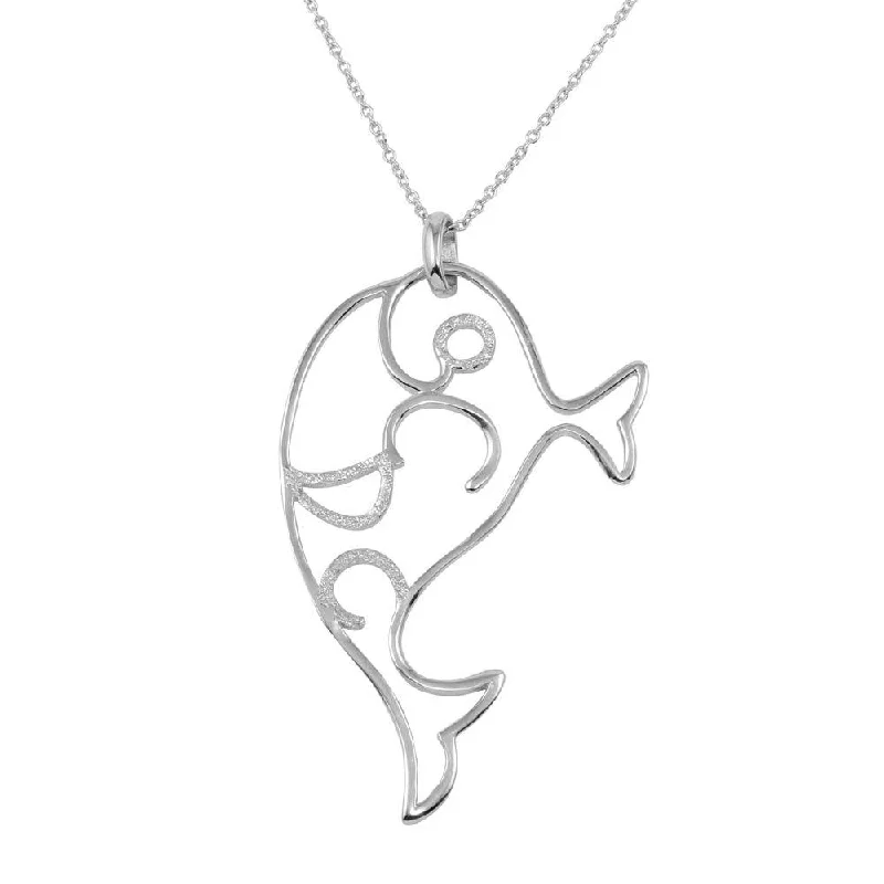 Necklaces and pendants with custom engravings for a personal, meaningful gift-Clearance-High Polished 925 Sterling SilverWhale Design Pendant Necklace - STP00286