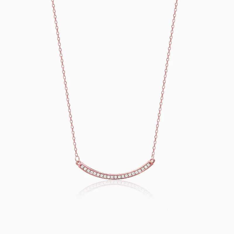 Best necklaces and pendants with rose gold for a warm and romantic appeal-Rose Gold Zircon Arc Necklace