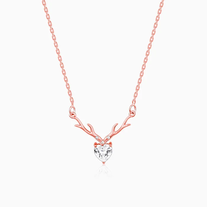 Best necklaces and pendants with vintage coin pendants for a unique accessory-Rose Gold Deer Heart Necklace