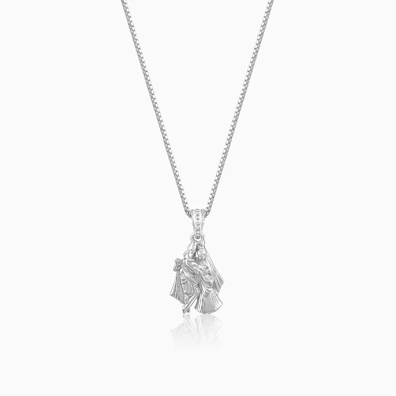 Best necklaces and pendants with layered designs for a chic, stacked look-Silver Radha-Krishna Pendant with Box Chain