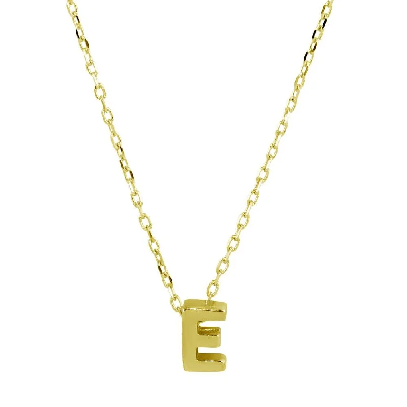 Unique necklaces and pendants with engraved messages for a sentimental gift-Gold Plated 925 Sterling Silver Small Initial E Necklace - JCP00001GP-E