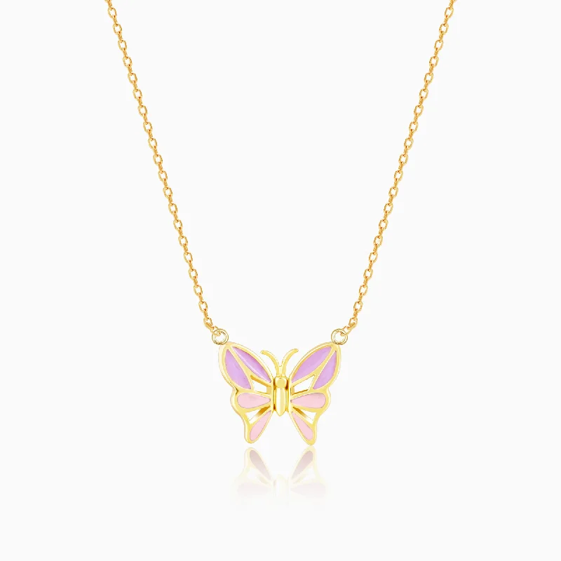 Beautiful necklaces and pendants with natural stones for an earthy, organic vibe-Golden Flutter With Joy Butterfly Necklace