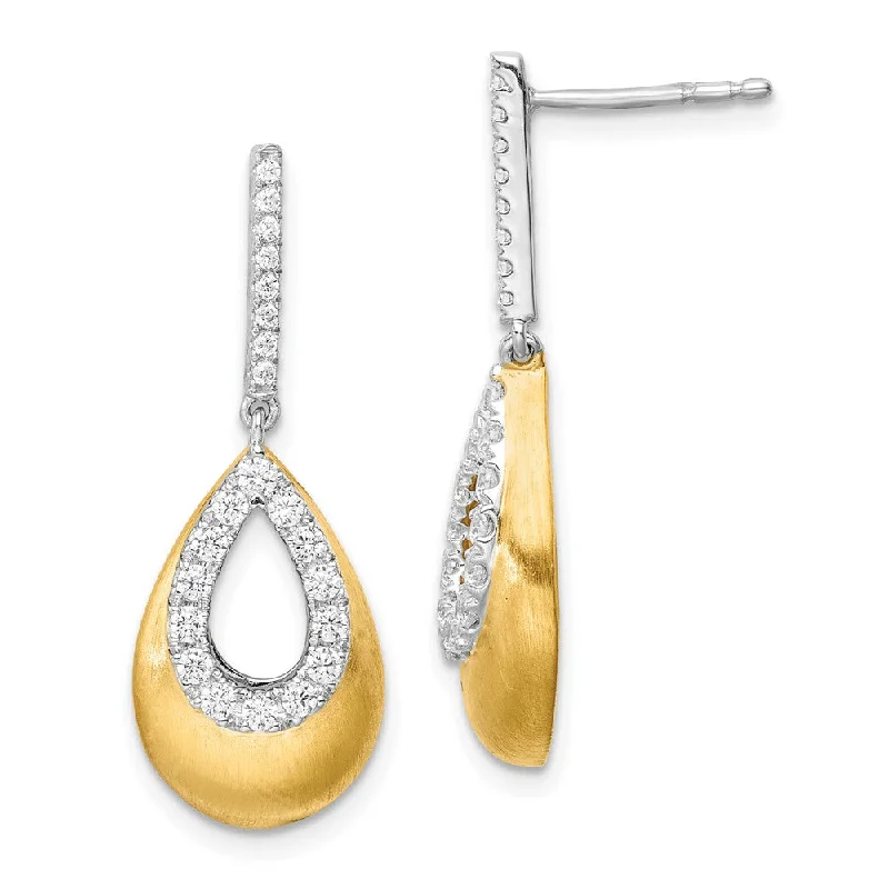 Drop Earrings with Leaf Motifs -14K Two-Tone Gold 1/2 ct Lab Grown Diamond Teardrop Dangle Earrings VS Clarity, G-H Color