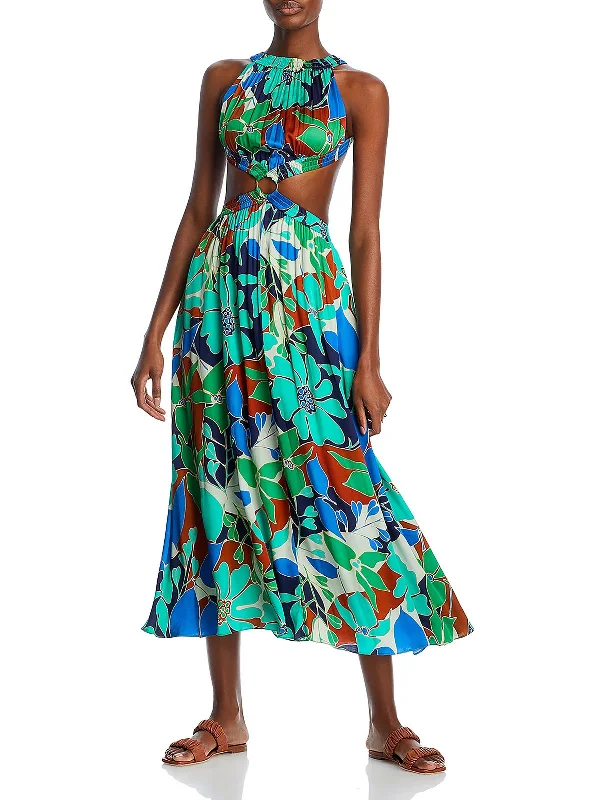 Sleeveless Dresses for Coolness -Theia Womens Printed Cut-Out Maxi Dress