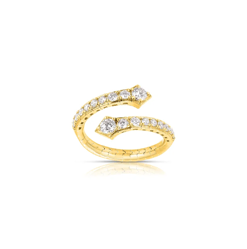 Rings with matte gold for subtle luxury -Sabel Collection Yellow Gold Diamond Bypass Stretch Ring