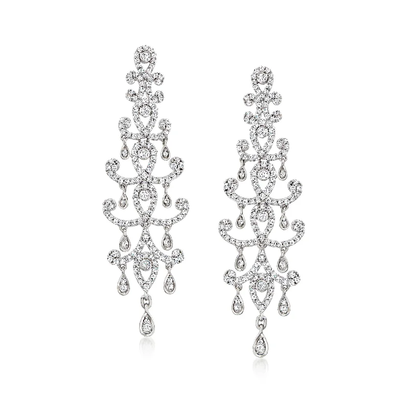 Celtic Drop Earrings with Knotwork -Ross-Simons Diamond Chandelier Earrings in 14kt White Gold