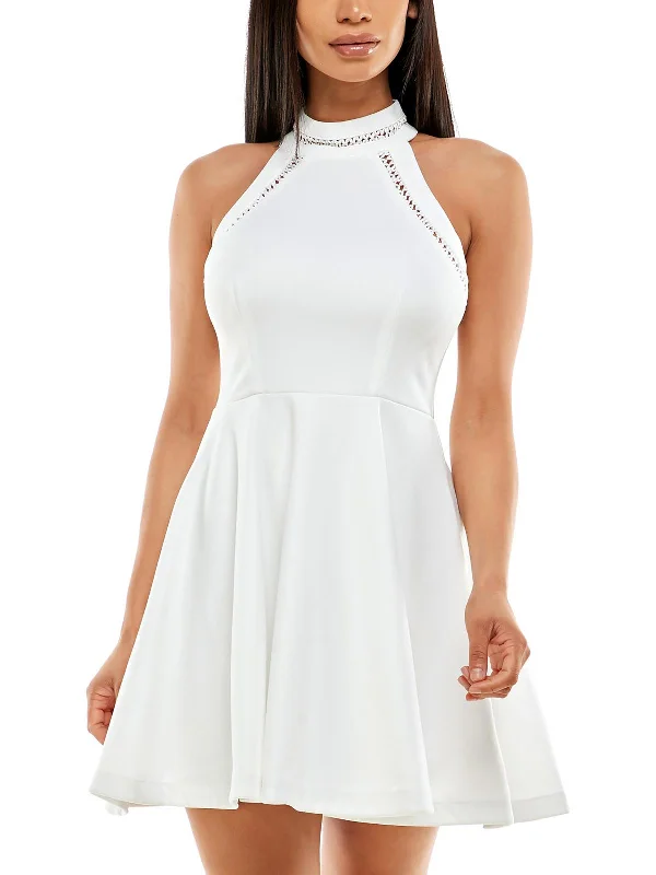 White Dresses for Pure Look -Womens Scuba Mini Halter Dress