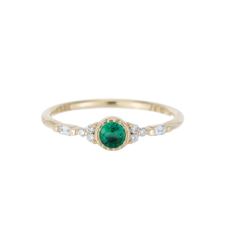 Rings with birthstone clusters for personalization -Emerald Round Poeme Ring