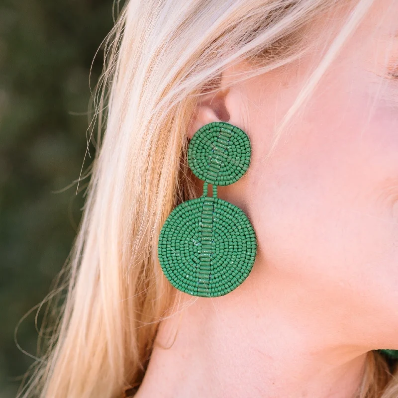 Drop Earrings with Wave Designs -Brielle Beaded Drop Disc Earrings