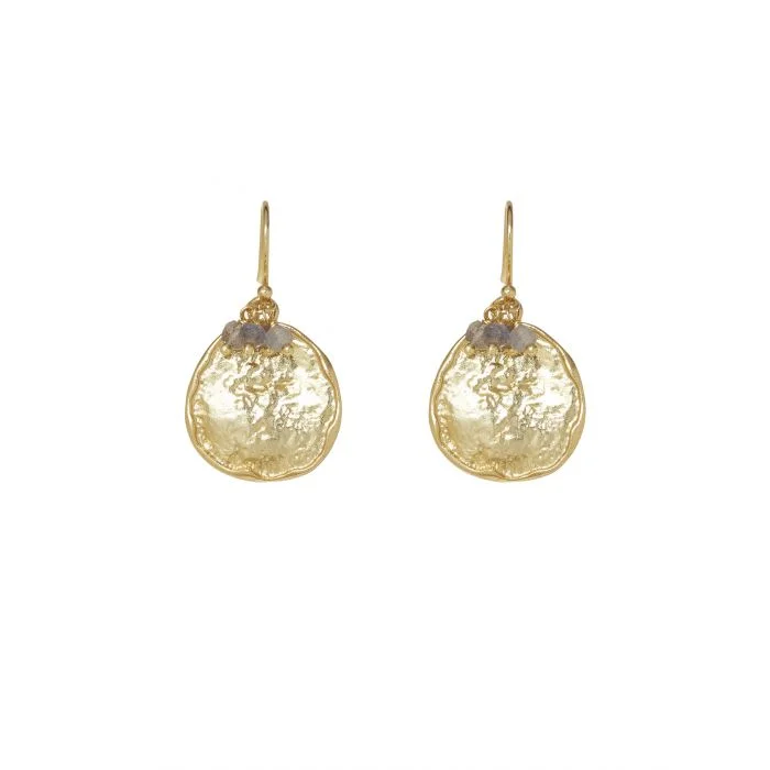 Drop Earrings with Textured Surface -Ashiana Solange Earrings Labradorite