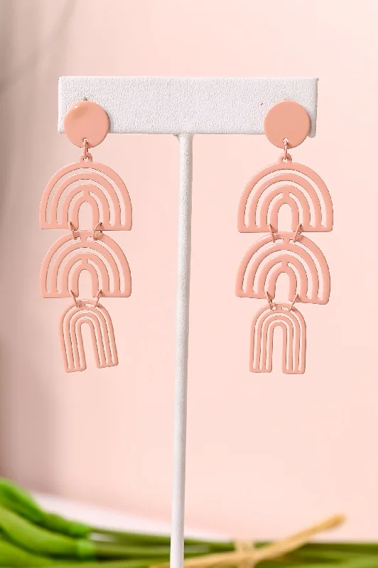 Drop Earrings for School Uniform -Nude Triple Cut Arch Earrings - EAR3894NU