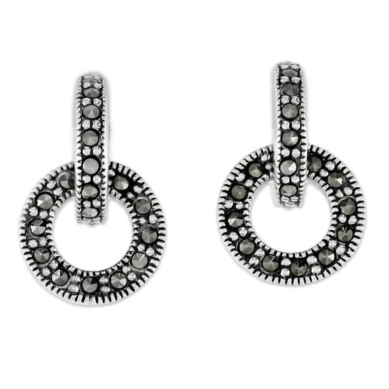 Drop Earrings for Work Attire -NOVICA Bold Connection, Marcasite drop earrings - 0.6*0.4