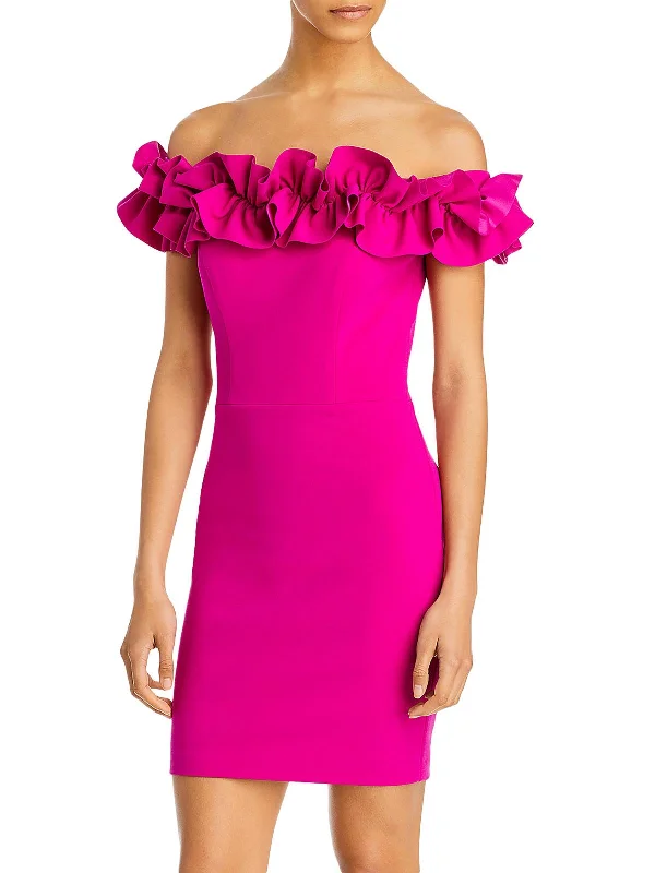 Capri Dresses for Playful -Womens Ruffled Above Knee Bodycon Dress