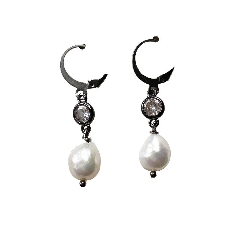 Drop Earrings for Engagement Party -Fresh Water Pearl And Crystal Glam Earrings