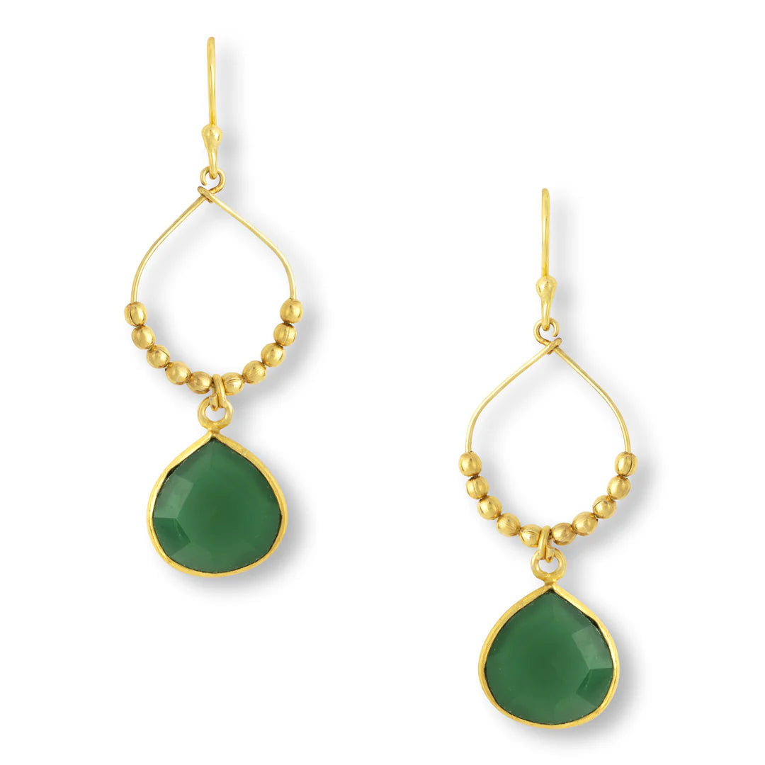 Contemporary Drop Earrings for Fashion -Ashiana Bay Reef Earrings Green Onyx