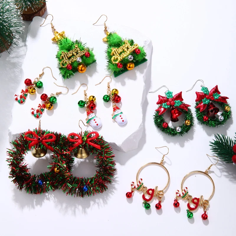 Bohemian Drop Earrings with Tassels -Wholesale Christmas Fashion Creative Bell Snowman Elk Earrings