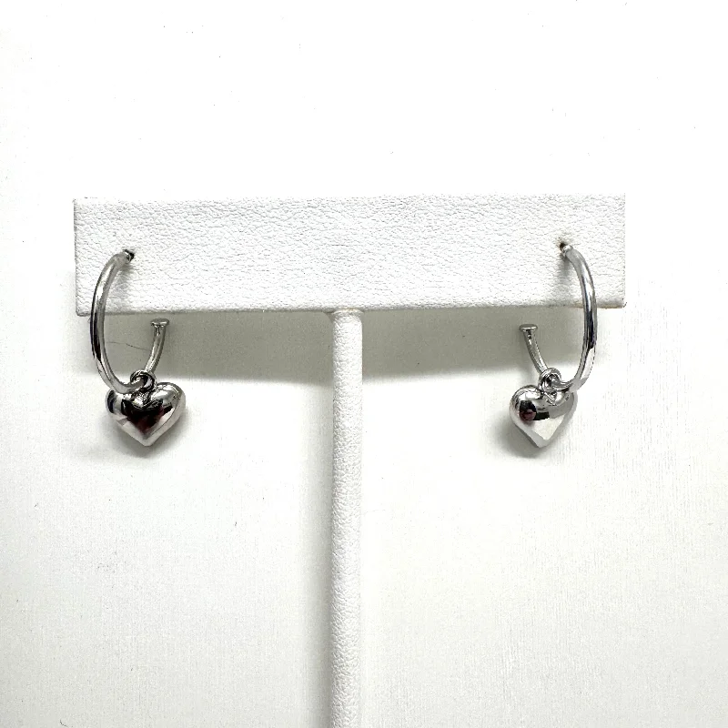 Lead Free Drop Earrings for Health -Sterling Silver Puffy Heart Hoop Earrings